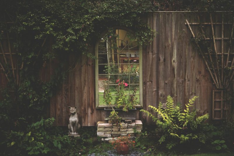 mirror-in-courtyard-garden mirror in a courtyard garden